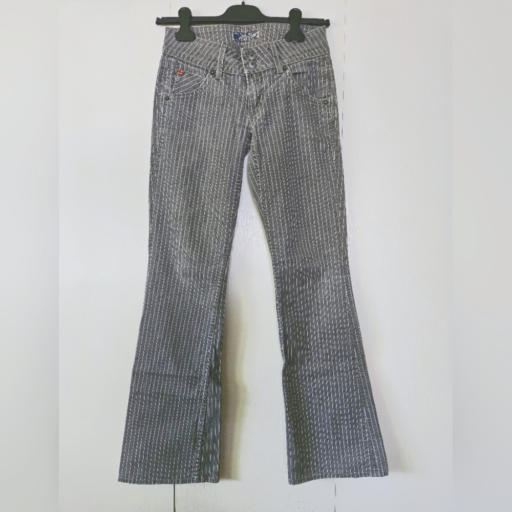 Hudson Grey Pinstripe Stretch Denim Boot Cut Jeans Size 24"
